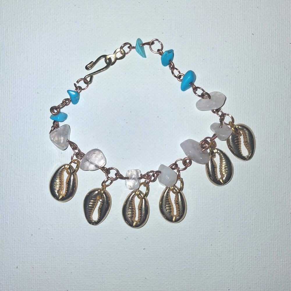 Gorgeous Handmade BOHEMIAN OCEAN THEME SHELL TURQUOISE BEADED BRACELETS